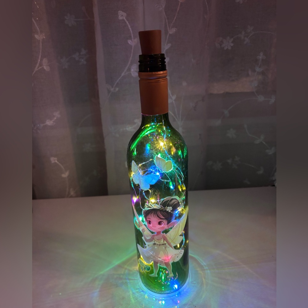 Green Fairy Decor Bottle with multicolored led lights